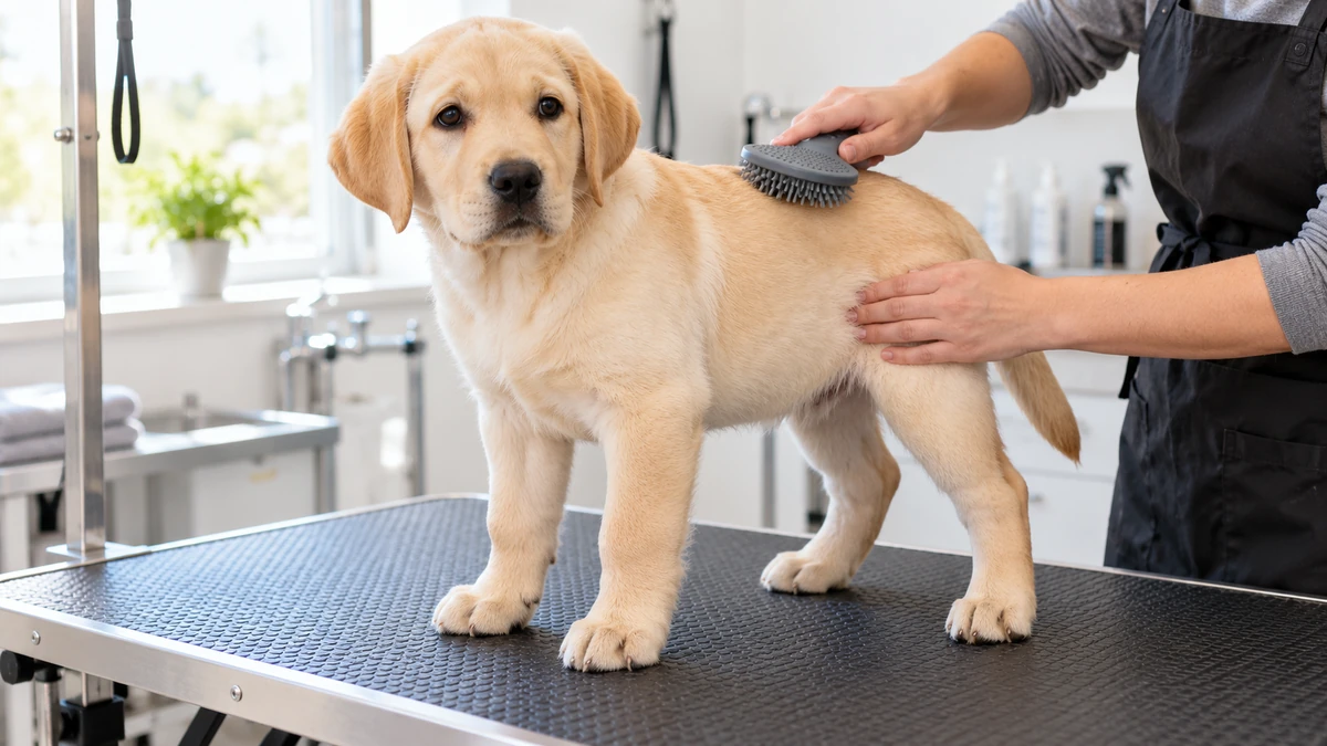 Labrador Retriever yavru köpek — tüy bakımı ve fırçalama