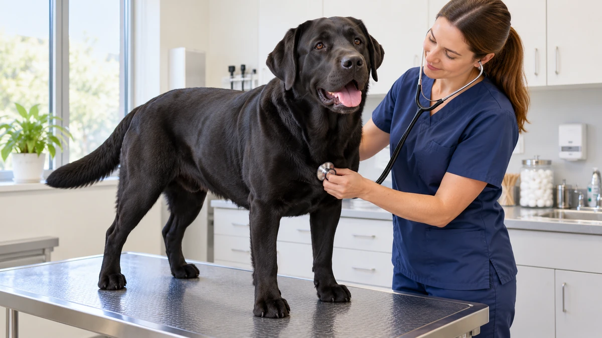 Labrador Retriever köpek — veteriner kontrolü